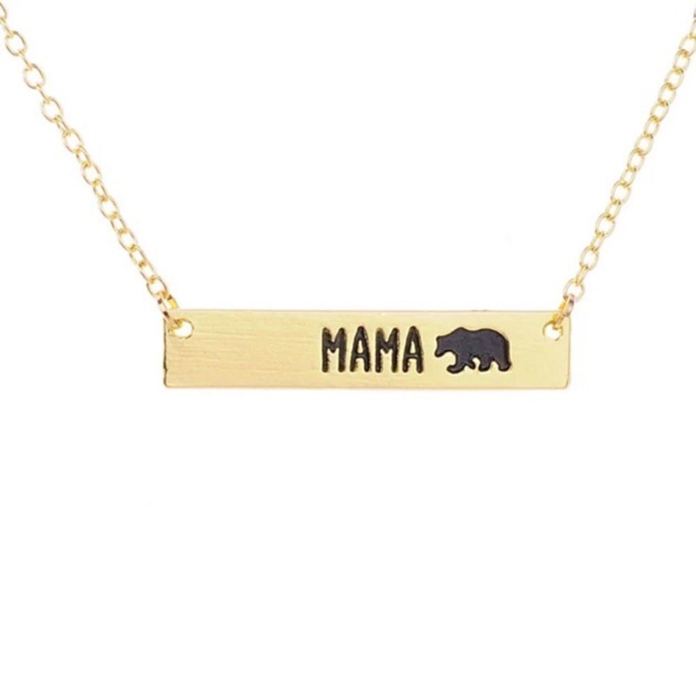 Gold Tone Mama Bear Necklace NWT